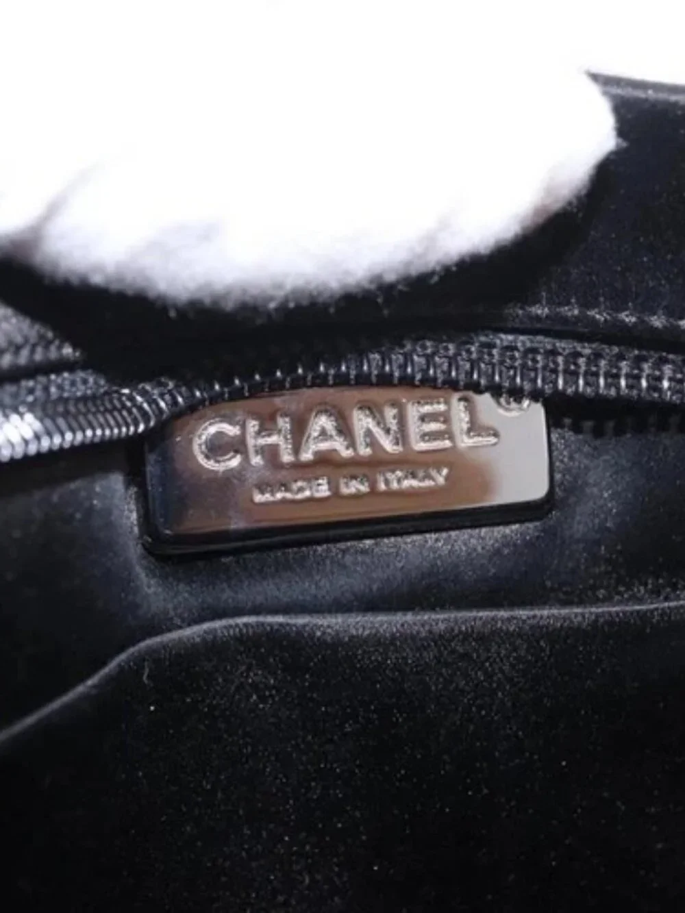 CHANEL Camelia Chain Shoulder Bag Satin Black Silver CC Auth 184869SM